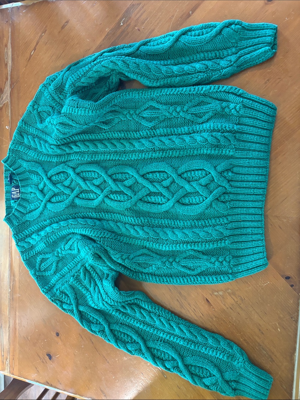 GAP Women's Cable Knit Crew Sweater - Teal